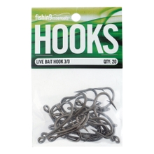 Buy Fishing Essentials Live Bait Hooks 3/0 Qty 20 online at