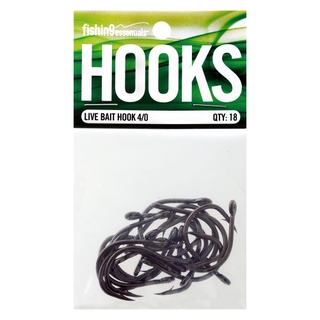 Buy Fishing Essentials Live Bait Hooks 4/0 Qty 18 online at