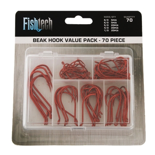 Buy Fishtech 70-Piece Assorted Red Beak Hook Pack online at