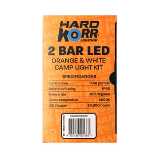 2 Bar Orange/White LED Camping Light Kit With Diffusers