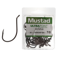 25 Pack Mustad Ultra Point 92604NPBN-30 Octopus Beak Hooks Size 3/0 Black  Nicke