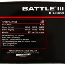 Buy PENN Battle III 8000 Spinning Reel online at