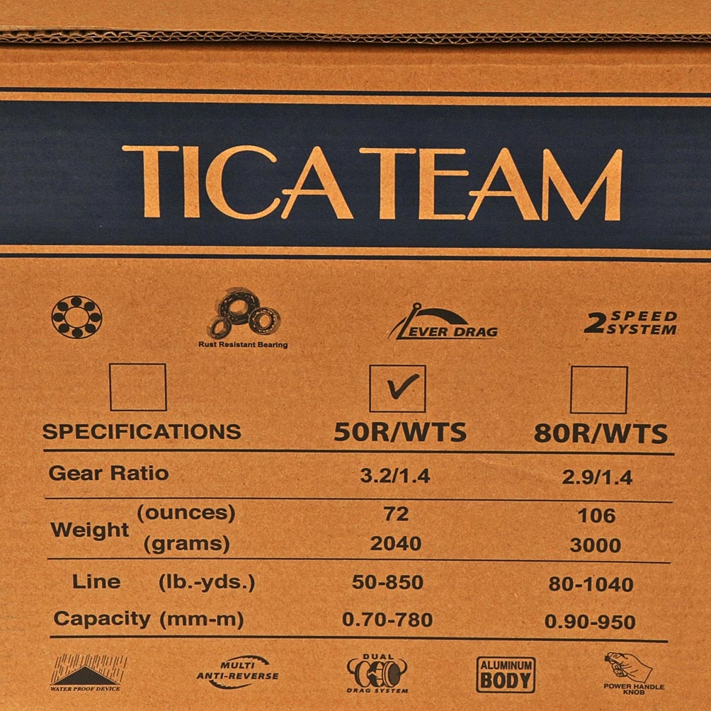 Buy TiCA Team Gold 50WTS 2-Speed Big Game Reel online at Marine