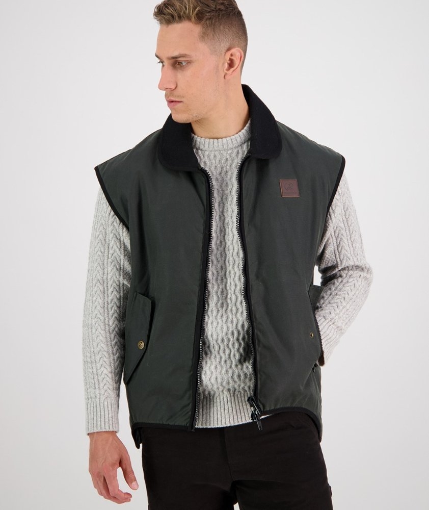 Swanndri Mens Foxton Oilskin Vest with Wool Lining