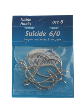 Buy Jarvis Walker Nickel Suicide Hooks 6/0 Qty 8 online at Marine