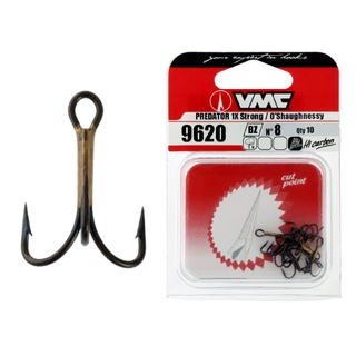 Buy VMC O'Shaugnessy X Strong 9620 Bronze Treble Hooks Size 8 Qty 10 online  at