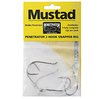 Buy Mustad Penetrator 2-Hook Snapper Strayline Rigs Qty 3 online at