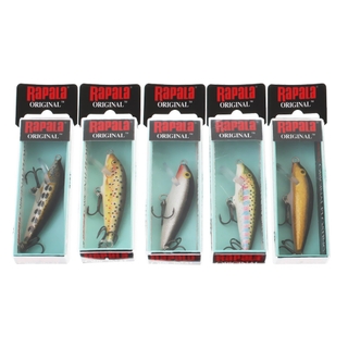 LOT OF 5 rapala f-3 g gold minnow f3 original floating lure TROUT