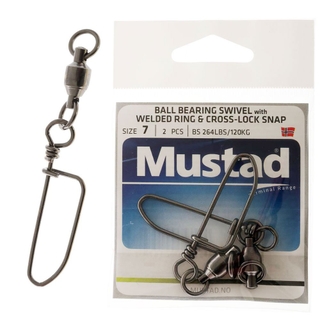 Buy Mustad Ball Bearing Game Swivel with Cross-Lock Snap Size 7 120kg Qty 2  online at