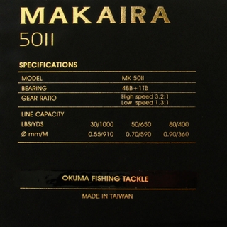 Buy Okuma Makaira 50 2-Speed Open Top Reel Gold online at