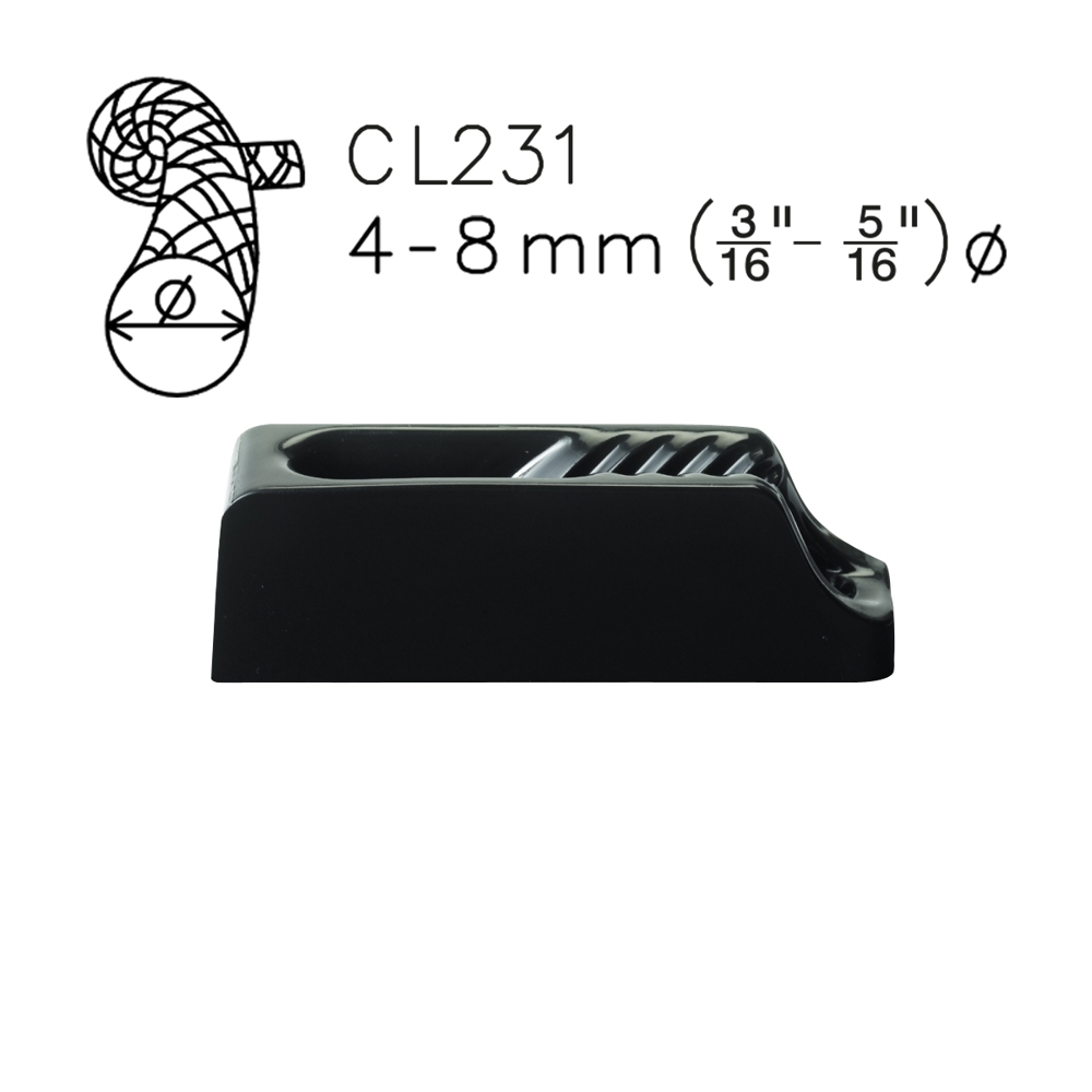 Midi with Integral Fairlead 4-8mm Nylon Clamcleat CL231 