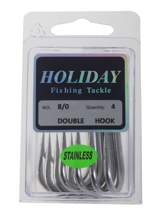 Buy Holiday Stainless Steel Double Hook 8/0 Qty 4 online at Marine