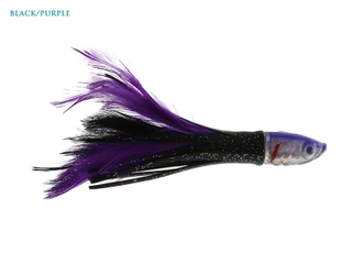 (3 Pack) Tuna Feather Trolling Lures. Fully Rigged 6 inch Saltwater Trolling Lures. 150lb Leader. Ready to Fish Out of The Package. Purple/Black