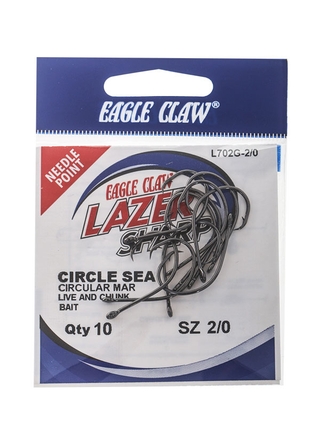Buy Eagle Claw L702 Lazer Sharp Non-Offset Circle Hooks 2/0 Qty 10