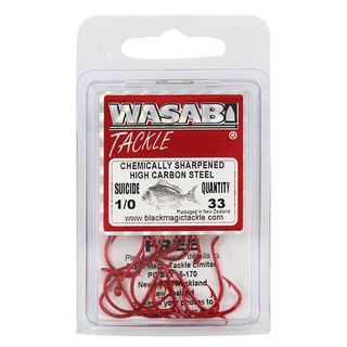 Buy Wasabi Tackle Red Suicide Hooks Economy Pack online at Marine